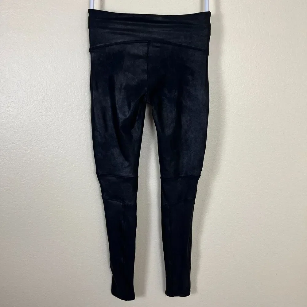 Spanx Women's Size M Black Faux Leather Moto Seamless Leggings Biker Modern